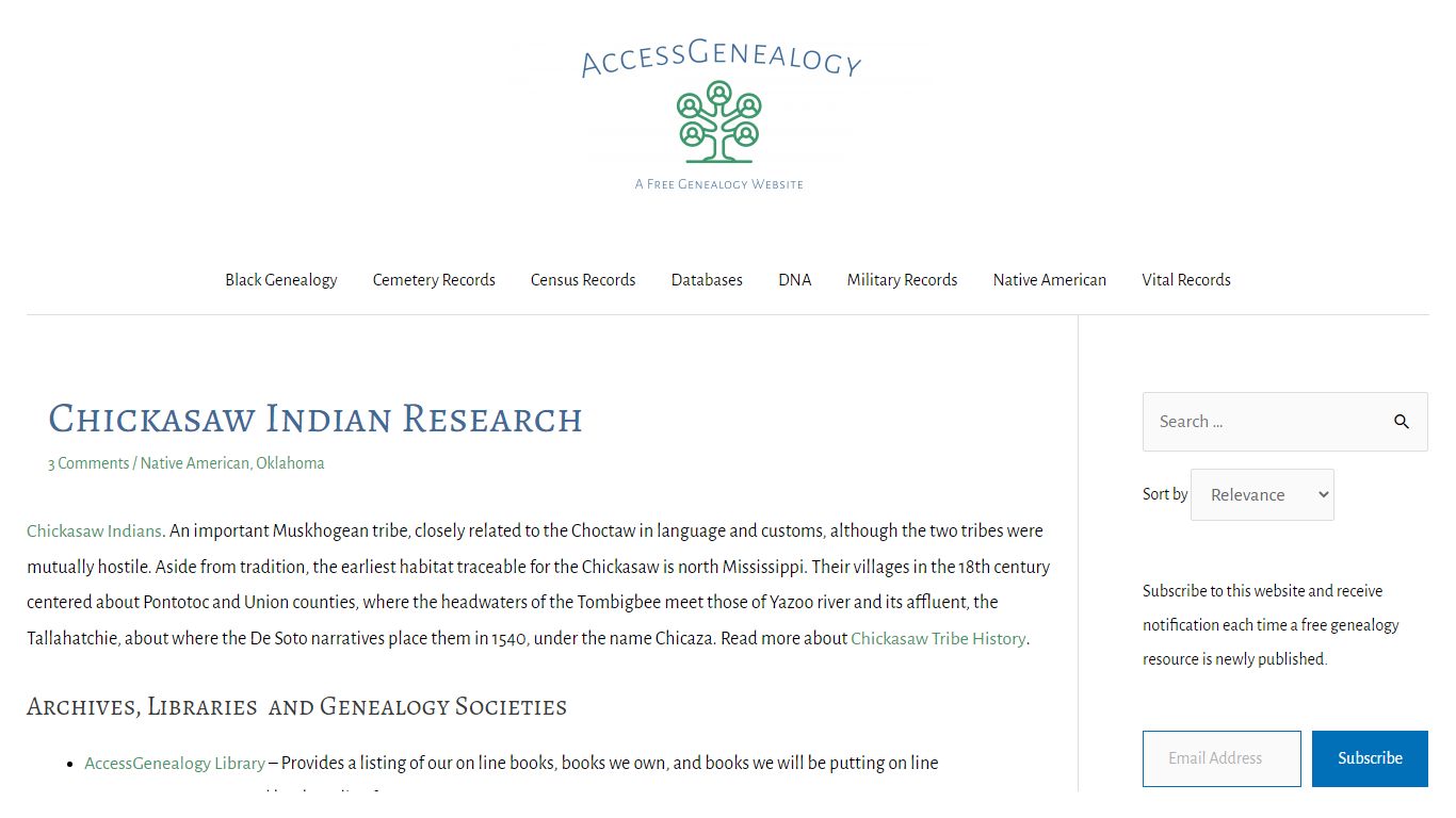 Chickasaw Indian Research | Access Genealogy