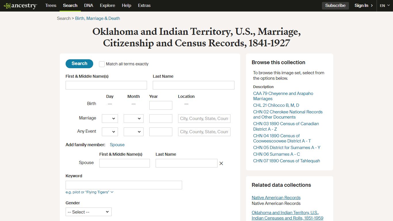 Oklahoma and Indian Territory, U.S., Marriage, Citizenship and Census ...